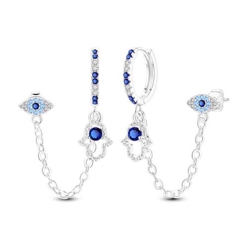 Parmuz Dangle Hoop Earrings for Women, 925 Sterling Silver Small Huggie Star Moon Butterfly Pearl Teardrop Chain tassel Dainty Drop Statement Earring