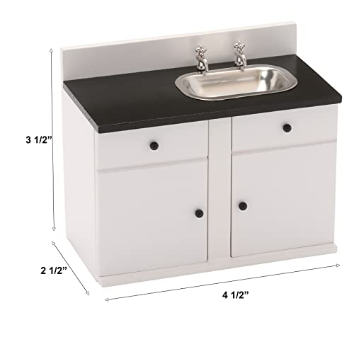 Dollhouse Kitchen Sink, Miniature Dolls House Cabinet, Countertop, White 1/12 Scale #TOP3