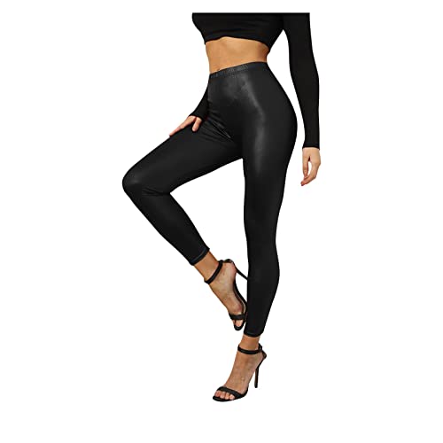 Leggins Mujer Push Up Vestir, Pantalón De Cuero Reductores Cintura Alta Negros Leggins Blancos PU Leggins Polipiel Elasticos Mallas Mate Leggings Efecto Piel Leggings Push Up Invierno Fiesta