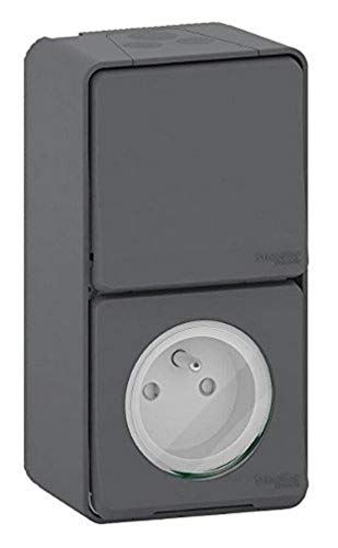 Schneider Electric MUR36025 Prise de courant + Va et Vient verticale mureva Styl, 250 V, Gris