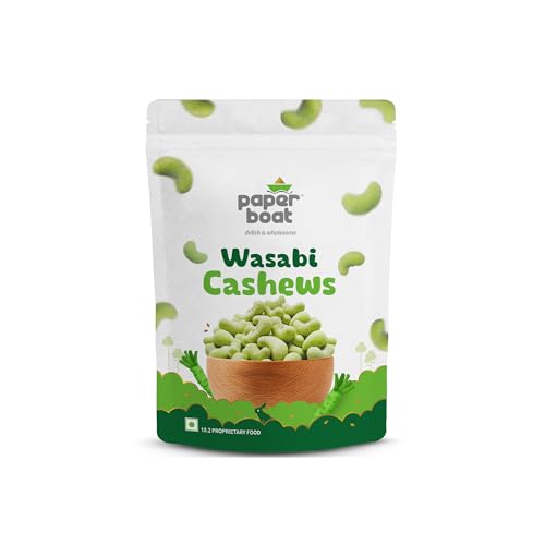 Image of Paper Boat Wasabi Cashew | Crunchy & Roasted Cashew Nuts with Real Wasabi Flavor | Bold & Zesty Snack | Resealable Pack | 125g