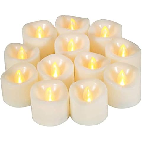 CANDLE IDEA Realistic Flame LED Tea Lights 12 Pack 1.5" x 1.5", Flameless Flickering Tea Candle Battery Operated/Electric Tealights Small LED Candles for Halloween, Christmas, Lantern Decorations Cover