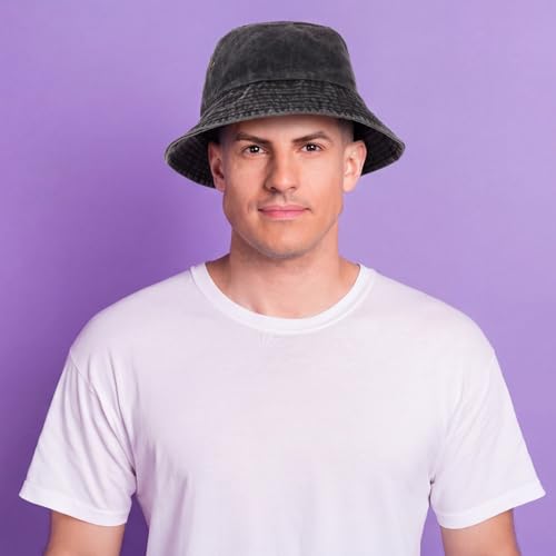 Image of Sureio Washed Cotton Bucket Hats Bulk for Women Men Wide Brim Summer Cap Unisex Beach Fishing Hat for Adult Outdoor, Plain