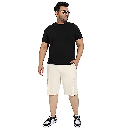 Image of Instafab Plus Men's Cargo Shorts for Casual Wear | 6 Pockets | Plus Size Fit | Button Closure | Cotton Poly Cargo Shorts Crafted with Comfort Fit for Everyday Wear