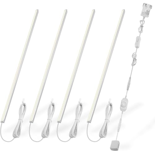 Dimmable Under Cupboard Lighting Kit - 4pcs 30cm V-Shape Ultra Slim LED Light Bars for Showcase Shelf Low Profile Seamless Illumination - 1200lm, 12W - Warm White 3000K - UK Plug - Cosy Home Interiors Dimmable Under Cupboard Lighting Kit - 4pcs 30cm V-Shape Ultra Slim LED Light Bars for Showcase Shelf Low Profile Seamless Illumination - 1200lm, 12W - Warm White 3000K - UK Plug