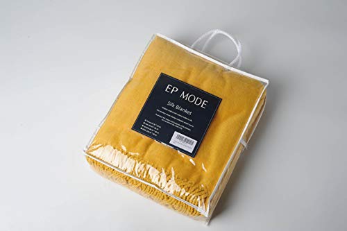 Ep Mode Fringed Mulberry Silk Throw Blanket For Sofa (Spicy Mustard) #TOP7