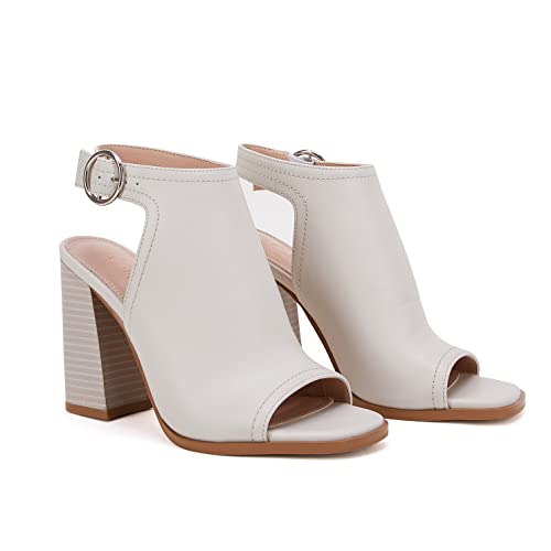 Image of Ermonn Women's Open Peep Toe Sandals Chunky Block High Heel Cutout Booties