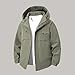 Rain Jacket Mens Waterproof with Hood Fashion Solid Color Outdoor Jackets Casual Long Sleeve Raincoat with Pockets Army Green 4X-Large