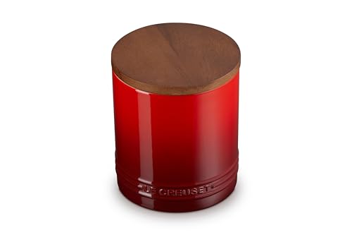Image of Le Creuset Signature XL Salt Cellar and Storage Canister with Wood Lid, 1.2 qt., Cerise