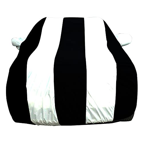 Image of Allextreme FPU5006 Car Body Cover Compatible with Fiat Palio Custom Fit Dustproof UV Heat Resistant Indoor Outdoor Body Protection (Black & White with Mirror)