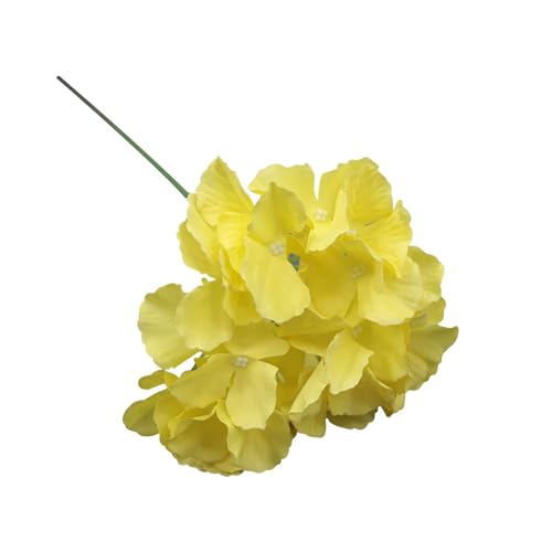 Cabezas de hortensias artificiales de seda de 6 pulgadas, decoración floral de jardín, flores de clavel moradas artificiales (amarillo, talla única)