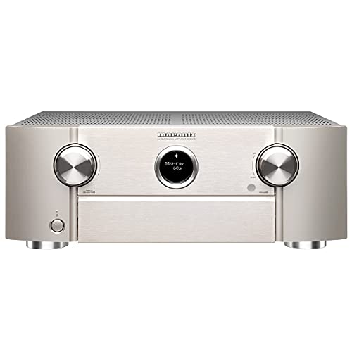 Marantz SR6015 9.2-Kanal AV-Verstärker, HiFi Verstärker, Alexa kompatibel, 7 HDMI Eingänge und 3 Ausgänge, 8K Video, WLAN, Musikstreaming, Dolby Atmos, AirPlay 2, HEOS Multiroom, Silber-Gold