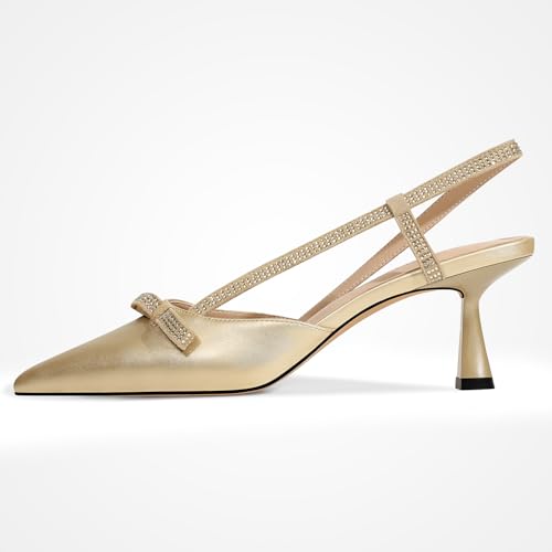 Image of Women's pumps Kitten Heels Closed Toe Rhinestone Slingback Pointed Toe