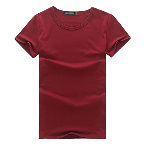 T-shirt d'été homme manches courtes slim coton bordeaux