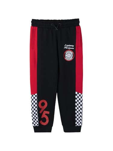 Image of The Souled Store Official Cars: Lightning McQueen Racing Boys Drawstring Black Graphic Printed Cotton Joggers