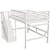 Etagenbett 140x200, Kinderbett Hochbett mit Treppe und Aufbewahrungsschrank, Funktionsbett Doppelbett Stockbett Spielbett Kinderhochbett Jugendhochbett mit Lattenrost, Massivholz, Ohne Matratze, Weiß