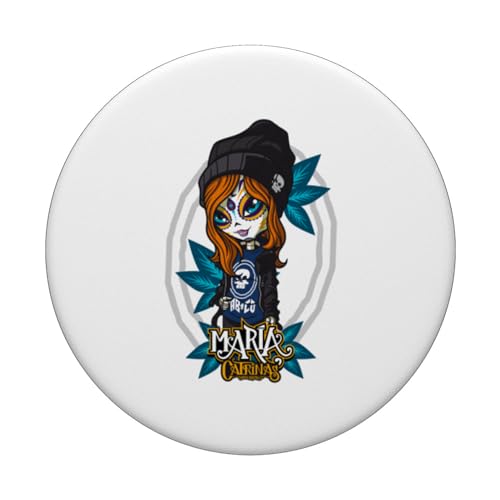 Catrinas Underworld - Colorful Day of the Dead Designs PopSockets Swappable PopGrip, Black - Image 3