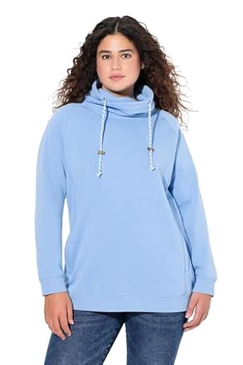 Ulla Popken Hasta la Talla 66, Sudadera con Cuello alzado, Jersey, Corte raglán, puños elásticos, Manga Larga Azul Luminoso 58+ 713963719-58+ | Ya disponible en tu tienda friki favorita! En mundofriki.es!