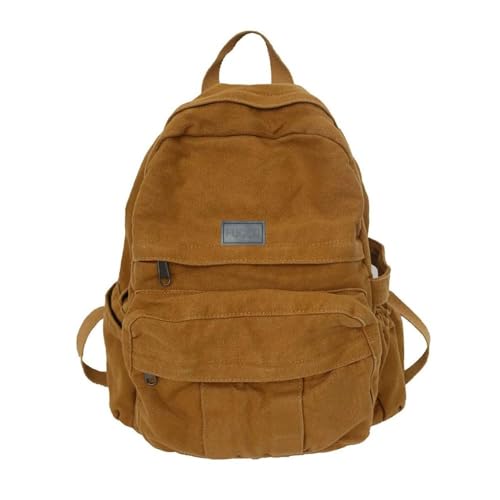 FUOCO Canvas Laptop Backpack Brown Tan - Image 2