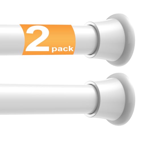 2-PACK TENSION CURTAIN ROD 30 TO 62 INCH Adjustable , No Drilling, Expandable Spring Curtain Rods, White