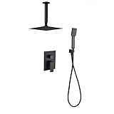 ✅ Duchón rociador de acero inoxidable extraplano con efecto lluvia de 25x cm. sujeto por el brazo de ducha