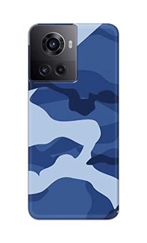 Image of Printed Hard Back Cover Case for OnePlus 10R 5G 80W | 150W Back Cover (Army Blue Pattern) -702