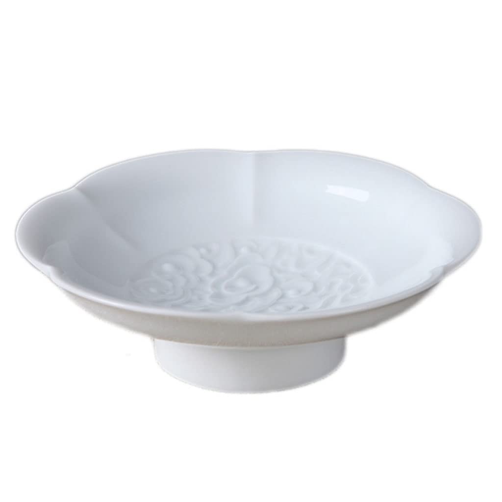 Présentoir à Gâteau HEMOTON En Céramique - Bol Sur Pied Blanc - Décoration De Table Ferme - 15x15x7.5cm