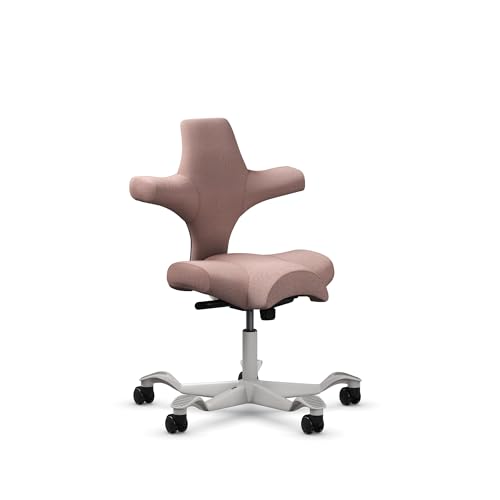 Image of HAG Capisco Standard Chair-Silver Frame-Upholstered Pink Blush