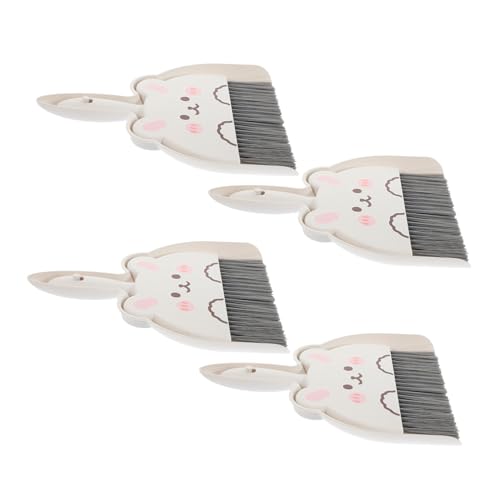 TOVINANNA 4 セットミニほうきちりとり 点 可愛いウサギデザイン 卓上 キッチン 車内対応 コンパクト持ち運び簡単 収納便利 も使いやすい掃除用具