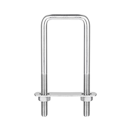 Image of uxcell Square U-Bolts, 2 Sets 42mm(1.65 inch) Inner Width 120mm Length M8 304 Stainless Steel U Clamp Bolt with Nuts and Plates, for Boat Trailer