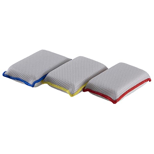 Image of Microfiber Sponges for Dishes Kitchen Sponges Non-Scratch Sponge Dish Scrubber Heavy Duty Household Cleaning Sponges Multi-Purpose Cleaning Supplies Dish Sponge Kitchen Sponges Pack of 3