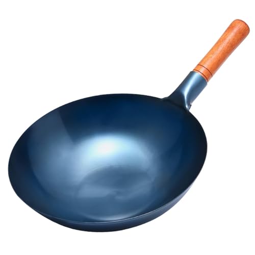 Wok de Hierro Forjado a Mano con Mango de Madera miniatura 1