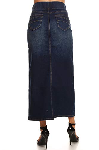 Fashion2Love Women's Juniors/Plus Size High Waisted Shaping Pull-On Stretch Denim Long Skirt3