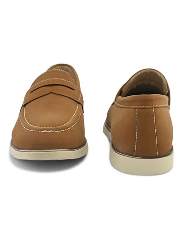 Image of STANPHORD Men Suede Formal Loafer Shoes | Round Toe Slip-On Moccasins | PU Leather Cushioned Anti-Slip | Office Party Business Casual Wear (TPSG 7086)