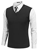 COOFANDY Men's Sleeveless Sweater Vest Lightweight V-Neck Solid Cotton Vest Pullover Black
