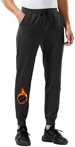 Willit Men's Fleece Lined Joggers Water Resistant Sweatpants with Pockets Warm Pants Thermal Winter Running Athletic Black M