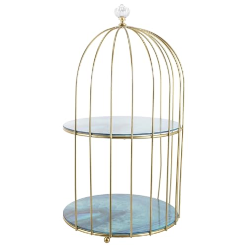 Förvaringsfack Järn Dubbellager Fågelbur Fågelbur Smycken Display Pall Bakverk Serveringsbricka Tjocka Parfym Organizer för vardagsrummet för bänkskiva