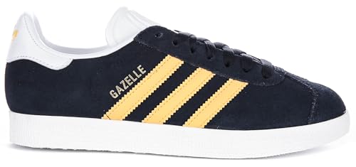 Image of adidas Gazelle Men's 3 Stripes Logo Classic 90S Sn Trainers (Navy Yellw, US 8M /9F)