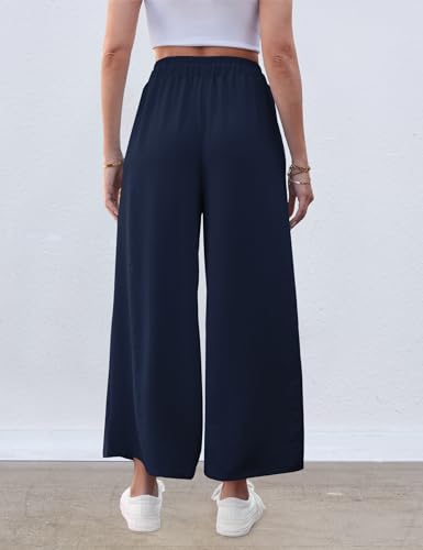 Image of ZJCT Wide Leg Palazzo Pants for Women Summer Beach Pants Flowy Loose Casual Lounge Pajama Yoga Pants with Pockets