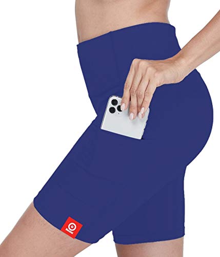 Ducomi BEA Damen-Fitness-Shorts, kurze Shorts mit 2 Seitentaschen - Sport-Shorts für Laufen, Training, Zuhause, Yoga, Pilates, Shorts, Running, (blau, S) Cover