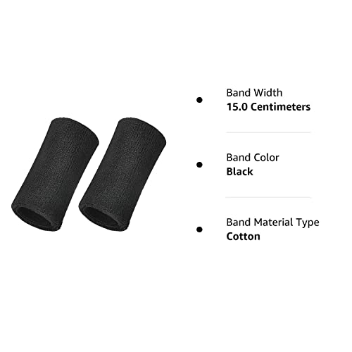 Willbond 6 Inch Wrist Sweatband Sport Wristbands Elastic Athletic Wrist Bands For Sports (Black) #TOP7