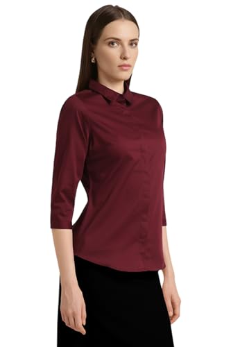 Image of Van Heusen Women's Regular Fit Solid 3 /4 Sleeve Cotton Rich Formal Shirt