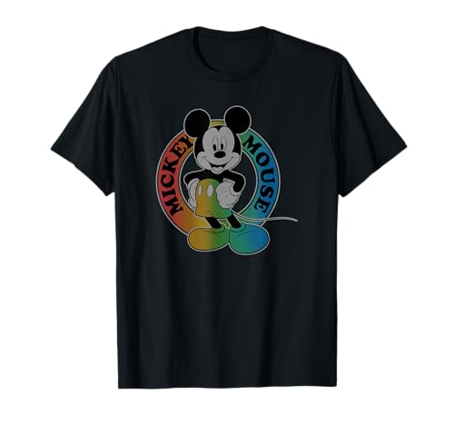 T-shirt Mickey Mouse dégradé arc-en-ciel vêtement Disney manches courtes col rond été