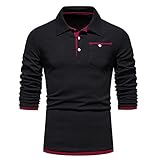 Poloshirts für Herren, Reithemd, Knopfkragen, Poloshirt, schmale Passform, schwarzes Hemd, Golf, Tennis-Shirt, Sport, Langarm, Poloshirts für Herren, Teenager, Bluse, Tops, Unisex, L