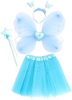SOIMISS Fairy Princess Tutu Costume Set Butterfly Costume Set with Dress Wings Wand and Headband Gifts for Kids Halloween Dress Up Party Favors Supplies