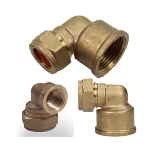 AIGHER Brass Compression Fitting, 15mm x 3/4 BSP Female Iron Elbow, 90 Degree, Pack of 3