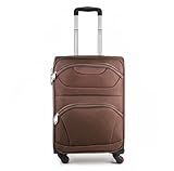 COSHANO Maleta de Cabina Trolley de Tela Equipaje de Mano Viaje avión 4 Ruedas Giratorias Muy Ligera y Resistente Maletin de piloto (Marron)