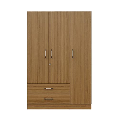 Image of Wakefit Wardrobe | 1 Year Warranty | Engineered Wood Almirah, Cupboard for Clothes Storage | 3 Door, 1 Drawer, 1 Hanging Space | Organza Plus - Urban Teak
