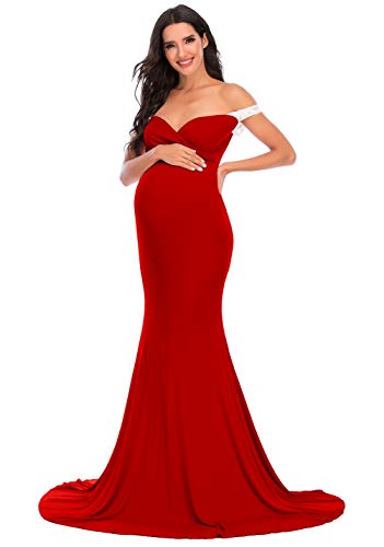 Robe de maternité ajustée longue en dentelle de fête prénatale - 3