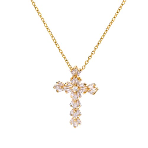 Cross Necklace for Women Cubic Zirconia Pendant Necklace Jesus Faith Dainty Necklace Jewelry Gift